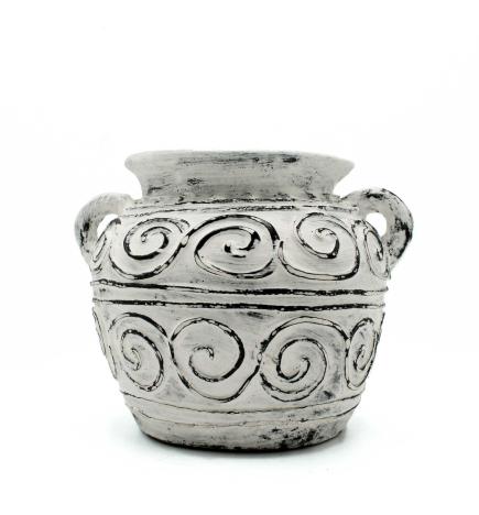 Macetero de arcilla griega con asas - Crema 15cm