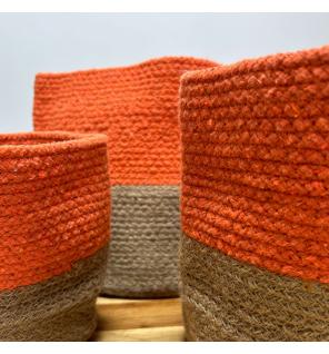 Cesta Mediana de Algodón y Yute 20x20cm - Naranja