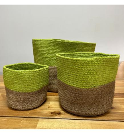 Cesta Grande de Algodón y Yute 25x25cm - Pistacho