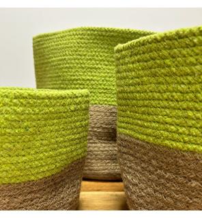 Cesta Grande de Algodón y Yute 25x25cm - Pistacho