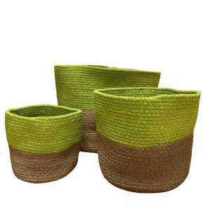 Cesta Pequeña de Algodón y Yute 15x15cm - Pistacho