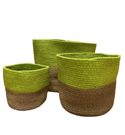 Cesta Pequeña de Algodón y Yute 15x15cm - Pistacho
