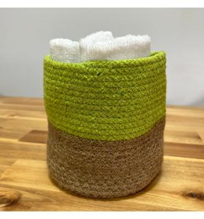 Cesta Pequeña de Algodón y Yute 15x15cm - Pistacho