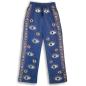 (LXL) Colección Nómada Sari Mediterráneo - Pantalones - Diseño del Ojo Maligno en Azul Rico y Oro