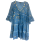 (LXL) Colección Nomad Sari - Vestido - Diseño de pez azul marino y dorado