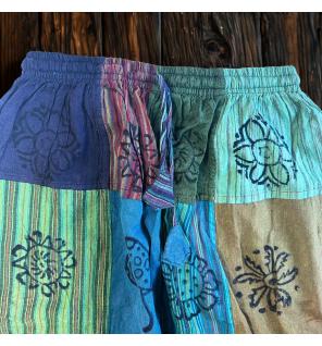 Sari Nómada - Pantalón Hongo - Diseños con Estampado en Bloque - Tonos Verdes L/XL