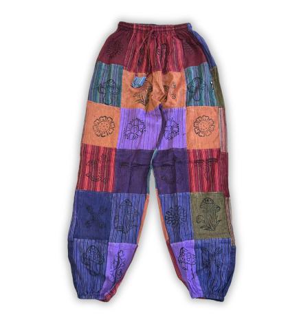 Sari Nómada - Pantalón Hongo - Diseños con Estampado en Bloque - Tonos Morados L/XL