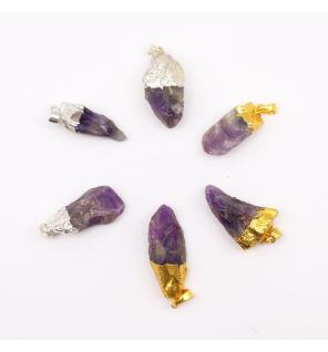 Colgantes de amatista con baño de oro y plata (6 unidades surtidas)