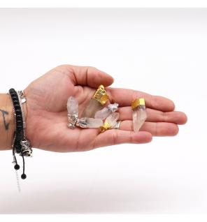 Colgantes de cuarzo transparente bañados en oro y plata (6 unidades surtidas)
