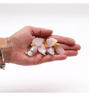 Colgantes de cuarzo rosa chapados en oro y plata (6 unidades surtidas)