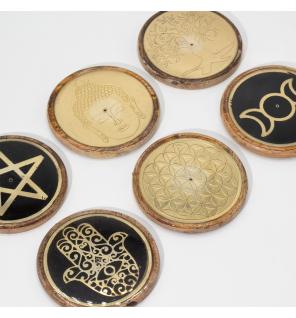 Oro y negro sobre madera de mango - Hamsa