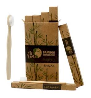 Cajas de 4 Cepillos de bambú-Blanco-2 Adultos 2Niños