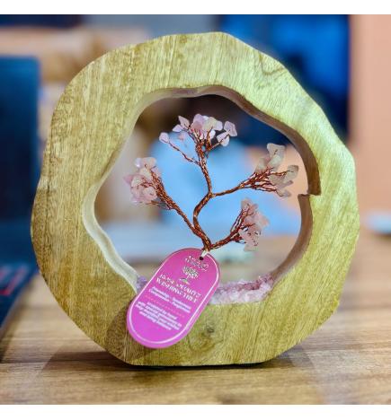 Jardín de Árbol de Gemas - Anillo de Madera - Cuarzo Rosa - 60 Chips