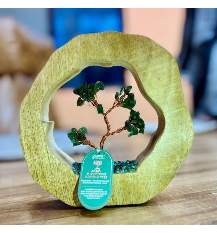 Jardín de Árbol de Gemas - Anillo de Madera - Aventurina Verde - 60 Chips