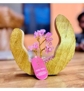 Jardín de Árbol de Gemas - Anillo de Madera - Cuarzo Rosa - 60 Chips