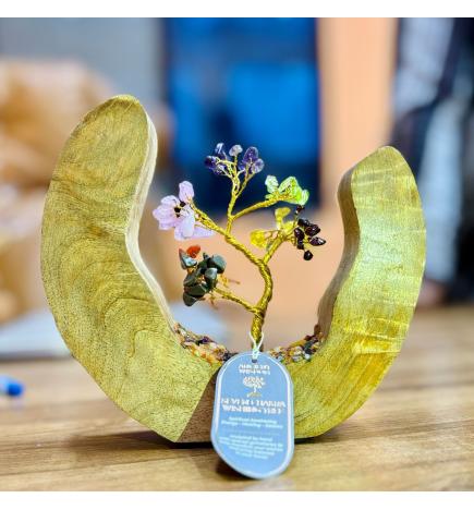 Jardín de Árbol de Gemas - Anillo de Madera - Siete Chakras - 60 Chips