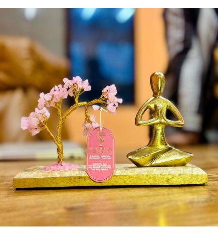 Jardín de Gemas Yoga Namaste - Árbol Inclinada de Cuarzo Rosa - 100 Chips