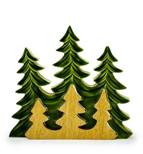 Perdido en el bosque - Decoración de madera 3D de tres árboles - 20 x 23 cm