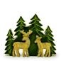 Perdido en el bosque - Dos ciervos en el bosque Decoración de madera 3D - 18x23cm
