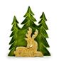 Perdido en el bosque - Ciervo en el bosque Decoración de madera 3D - 23x20cm