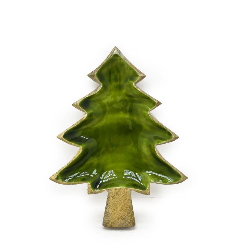 Perdido en el bosque - Cuenco de madera con forma de árbol esmaltado - 25 x 19 cm