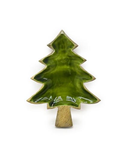 Perdido en el bosque - Cuenco de madera con forma de árbol esmaltado - 25 x 19 cm
