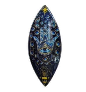 Porta Inciensos esmaltado - Aluminio - Hamsa azul