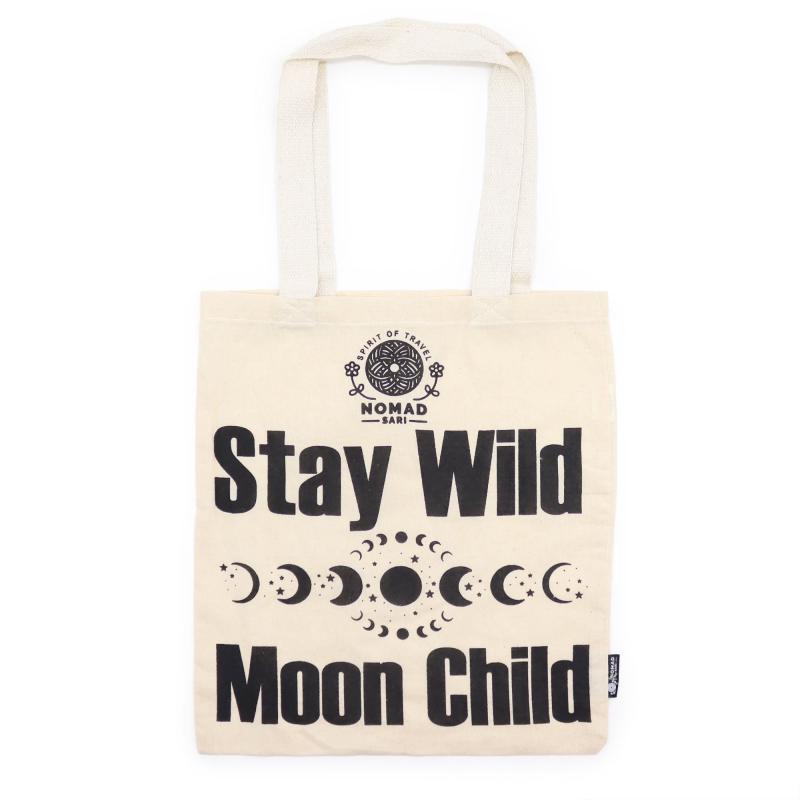 Bolso Básico Icónico - Mantente salvaje, Niño con ánimo - (40x36cm) - Natural 4oz