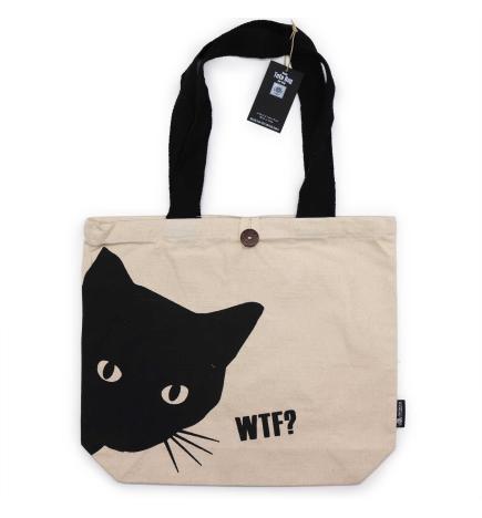 Bolso Básico Icónico - Gato negro - Natural 10 oz (36 x 43 x 10 cm)