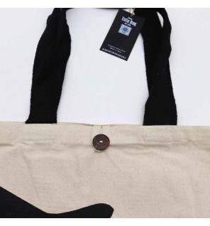 Bolso Básico Icónico - Gato negro - Natural 10 oz (36 x 43 x 10 cm)