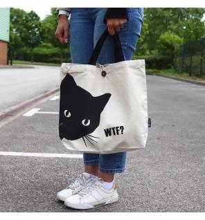 Bolso Básico Icónico - Gato negro - Natural 10 oz (36 x 43 x 10 cm)