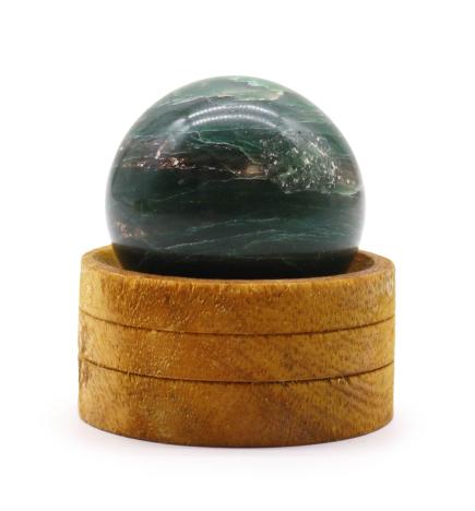 Esfera de cristal de piedra preciosa de 50 mm - Jade indio con soporte