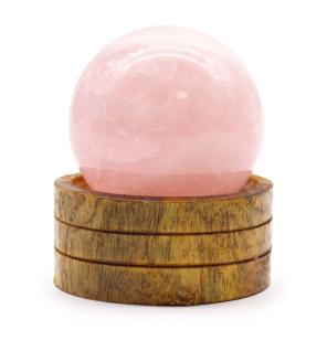 Esfera de cristal de cuarzo rosa de 50 mm con soporte