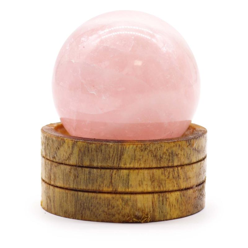 Esfera de cristal de cuarzo rosa de 50 mm con soporte
