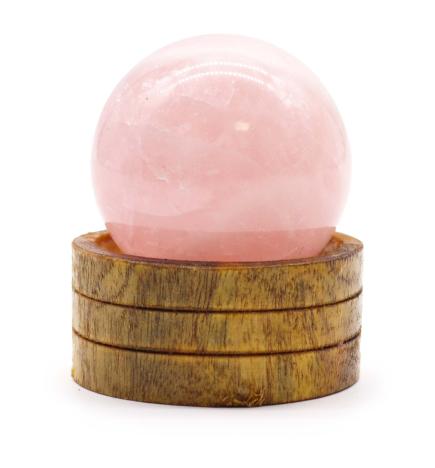 Esfera de cristal de cuarzo rosa de 50 mm con soporte