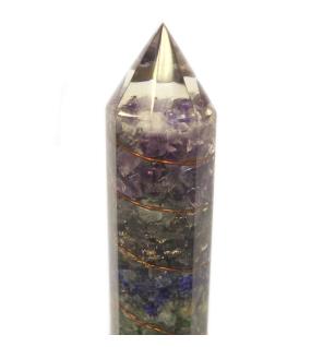 Orgonite-Agua- 15 cm tallada con Cobre y Gemas