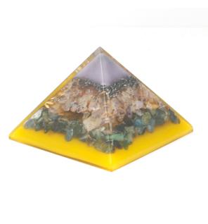 Lrg Pirámide de Orgonita Lrg 70mm - Gemas Chakra 70cm - Árbol(Base Oro)