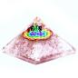 Pirámide de Orgonita Lrg 70mm - Gemas Chakra - Flor de la Vida del Arco Iris de Cuarzo Rosa - 70 mm