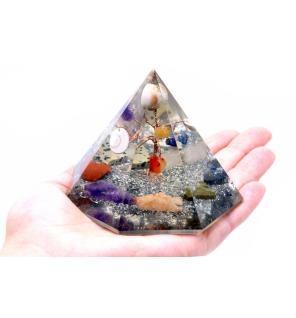 Orgonite 7 sided Pyramid - Árbol de la Sabiduría de Piedras Preciosas - 90 mm