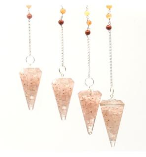 Péndulo de orgonita Power Chakra - Cuarzo rosa