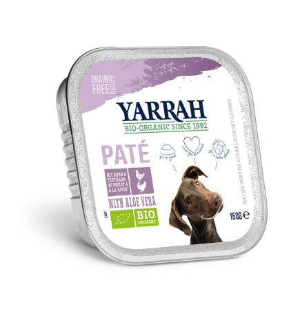 Pate para perros con pollo y pavo tarrina bio 150g Yarrah