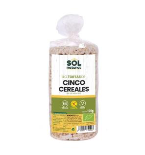 Tortas de 5 cereales s/gluten Bio 100g Sol natural