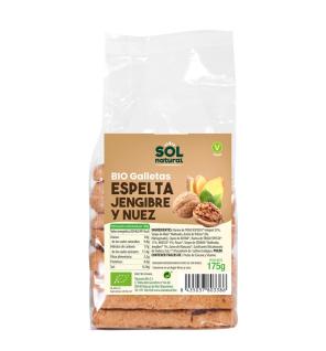 Galletas de espelta con jengibre y nueces bio 175g Sol Natural