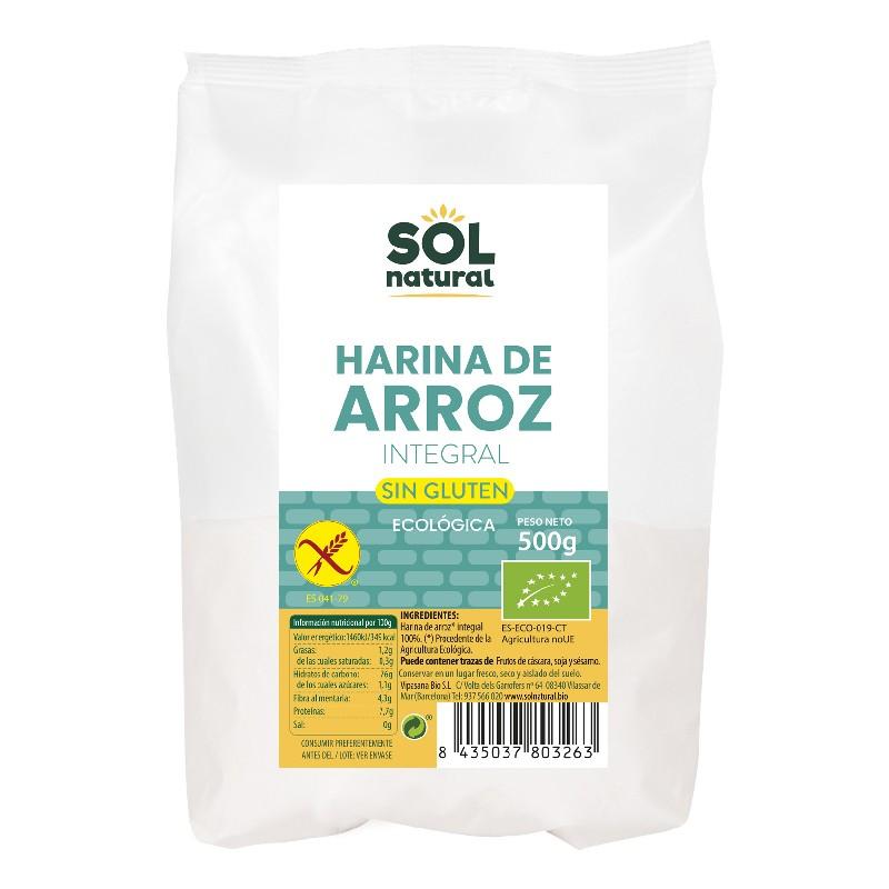 Harina de arroz integral sin gluten bio 500g Sol Natural