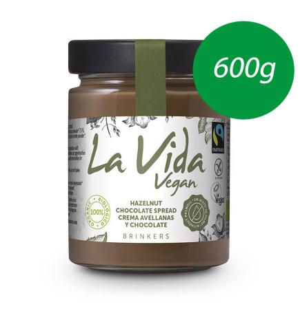 Crema de chocolate con avellanas vegana Bio 600g La Vida Vegan