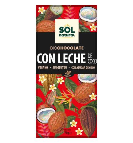 Tableta chocolate con leche de coco Bio 70g Sol Natural