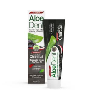 Dentifrico Aloe, Carbon activo, Arbol del te y menta 100ml Aloe Dent