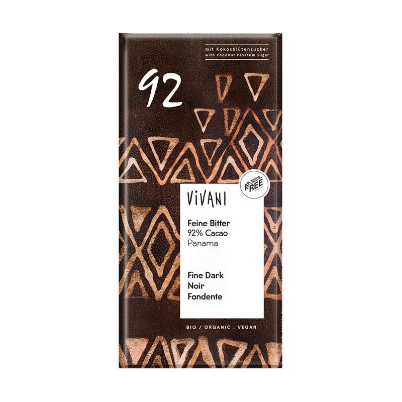 Chocolate negro 92% Panama con azucar de coco bio 80g Vivani