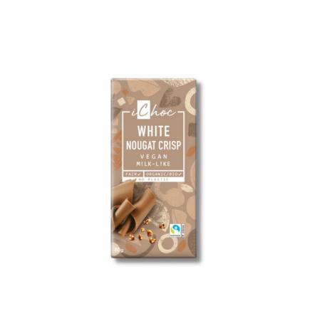 Chocolate blanco vegano con praline y crocante de avellana Bio 80g Ichoc