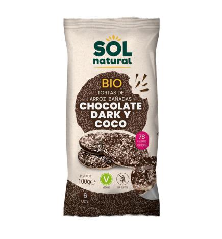 Tortitas de arroz chocolate dark y coco s/g bio 100g Sol Natural